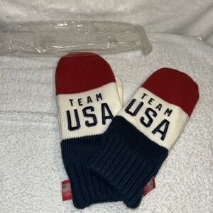 Team USA Olympic Red White & Blue Fleece Lined Knit Mittens New-in Package